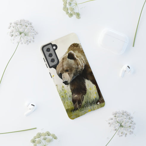 Grizzly Bear in a Field - Impact Resistant Phone Case